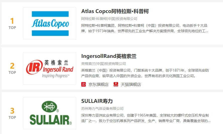 空壓機(jī)十大品牌